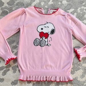 Janie and Jack Pink Sweater with Snoopy Design